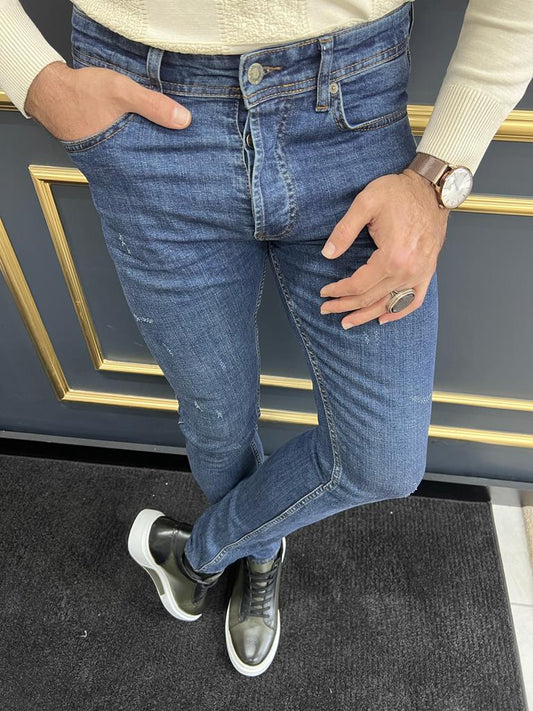 Ryan Blue Slim Fit Ripped Jeans