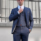 Logan Navy Blue Plaid Slim Fit Business Suit