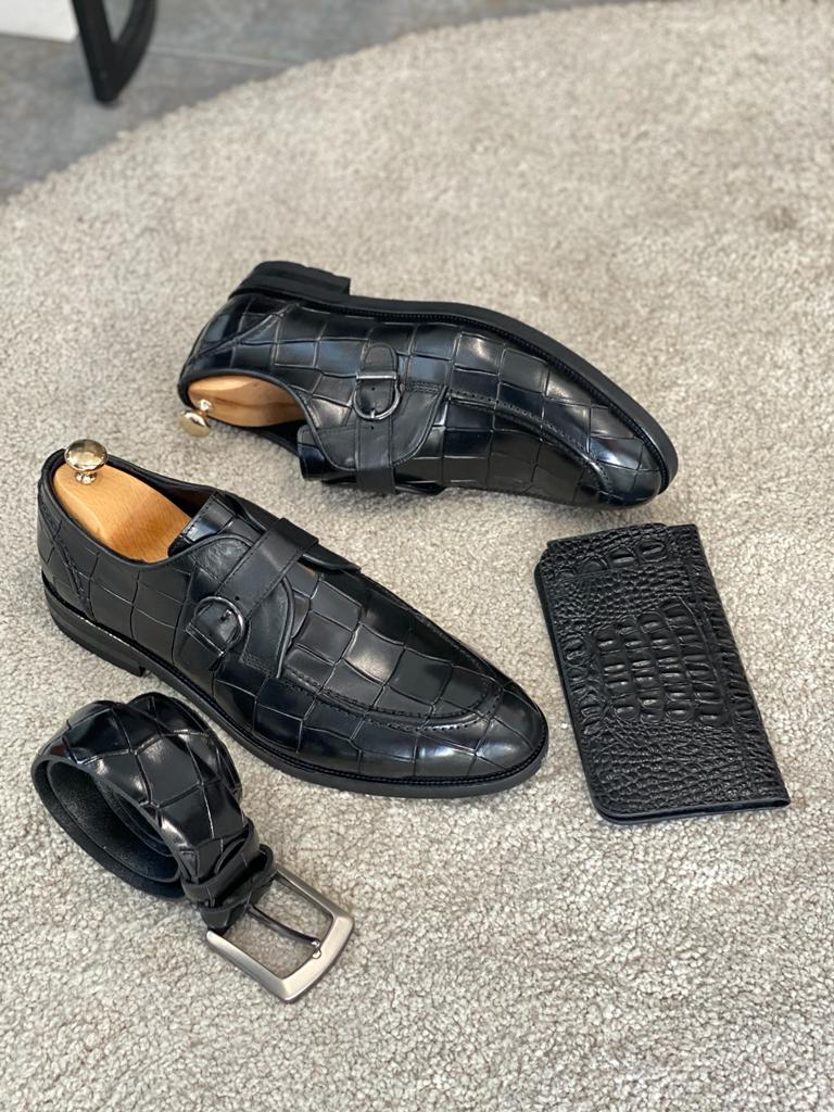 Sion Black Leather Shoes