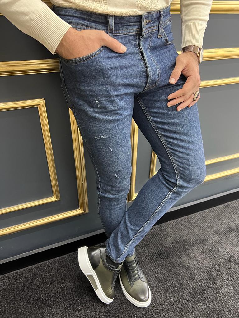 Ryan Blue Slim Fit Ripped Jeans