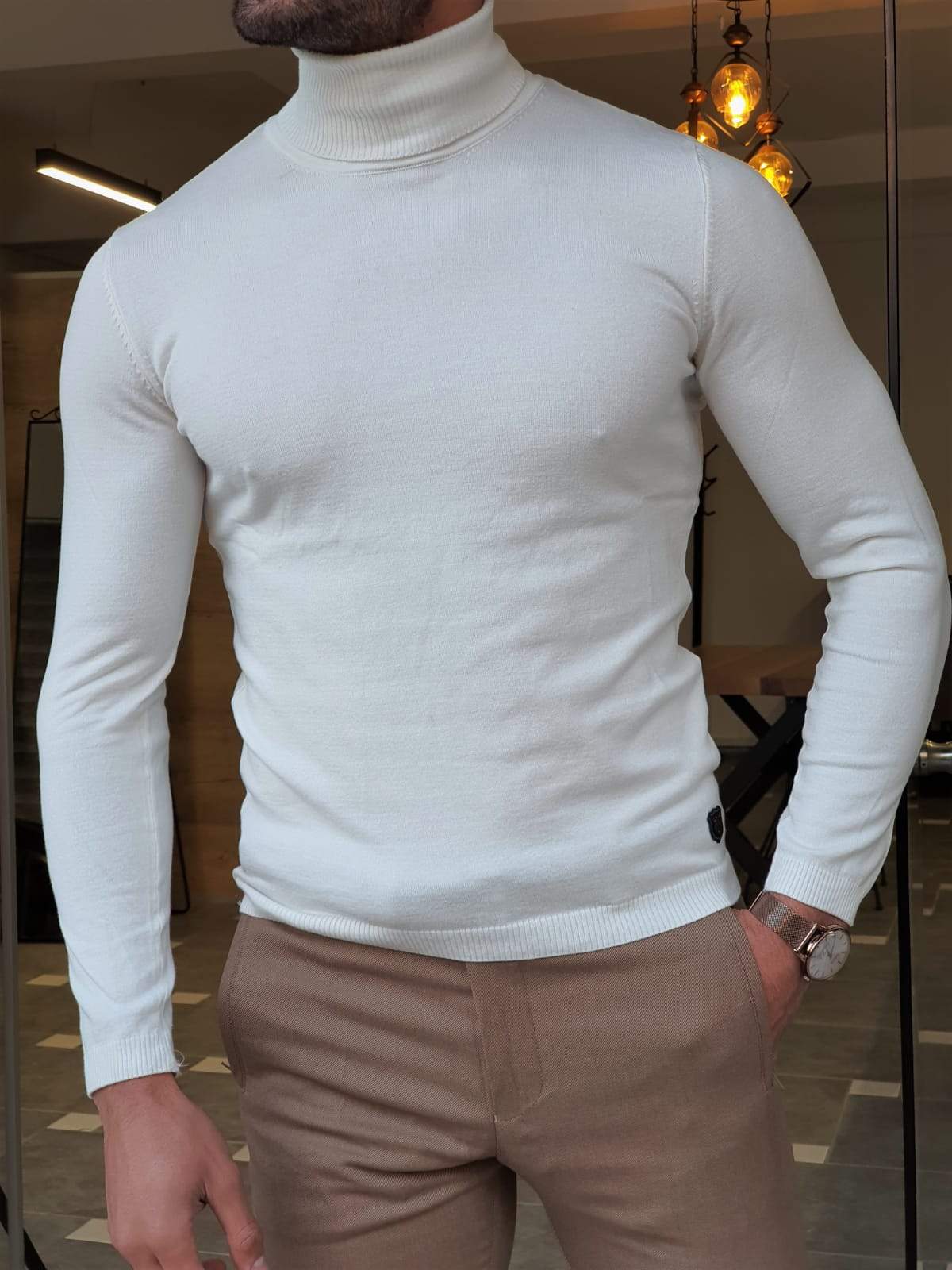 Ascona Ecru Turtleneck Knitwear