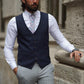 Augusta Dark Blue Slim Fit Buttoned Vest