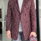 Denver Claret Red Patterned Double Breasted Slim Fit Coat