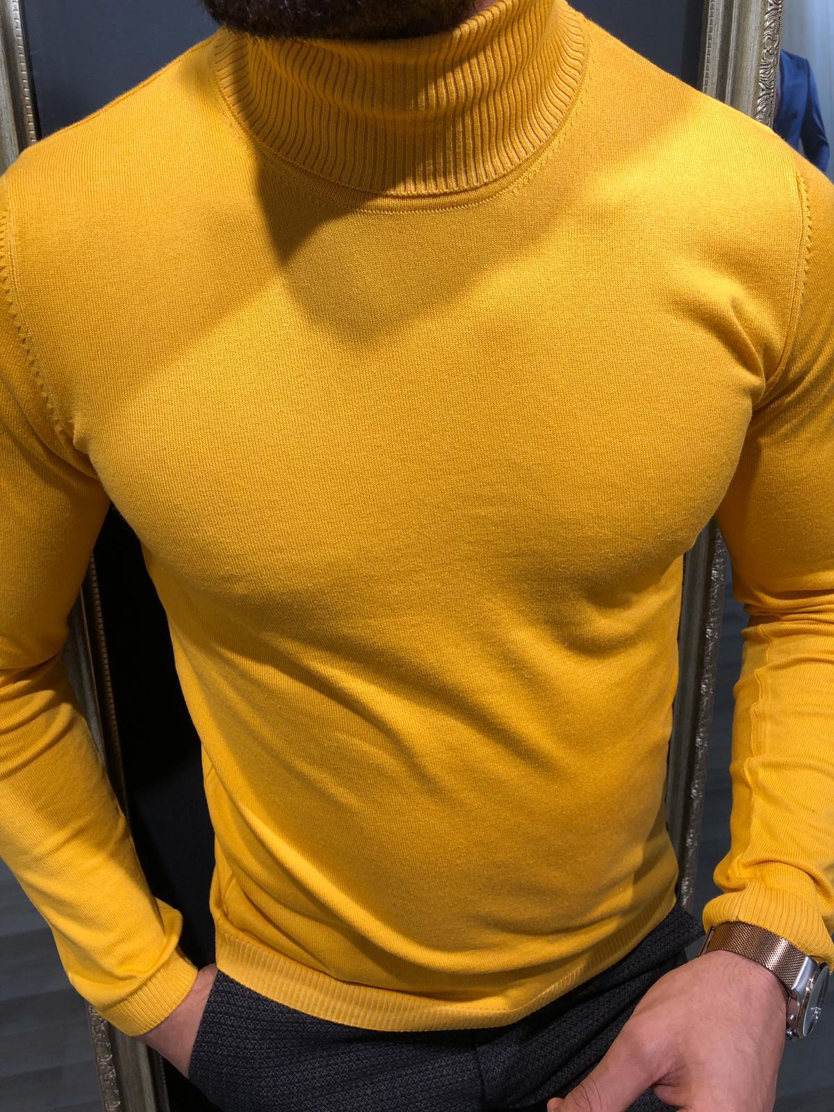 Lugano Yellow Turtleneck Knitwear