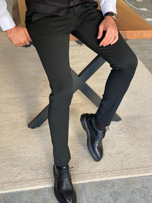 Fresno Black Slim Fit Trousers