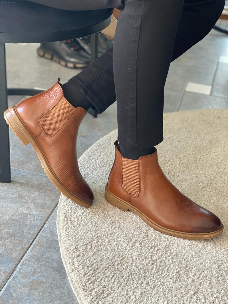 Dallas Camel Leather Chelsea Boots