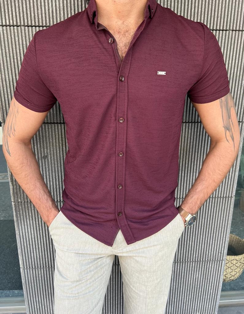 Firenze Burgundy Short Sleeve Shirt