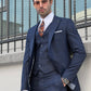 Logan Navy Blue Plaid Slim Fit Business Suit