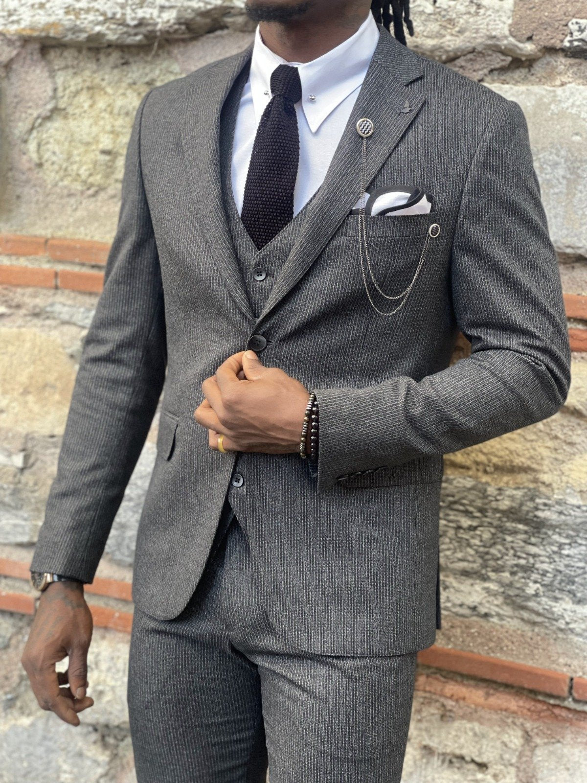 Lecce Dark Gray Slim Fit Suit