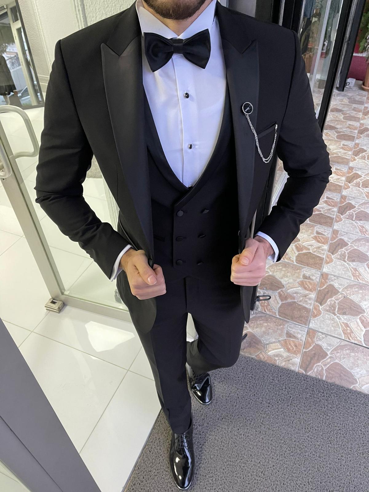 Addison Black Slim Fit Tuxedo Suit