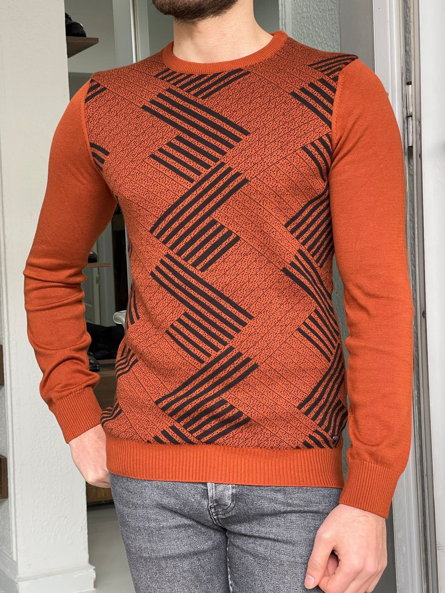 Tucson Tile Patterned Slim Fit Sweater