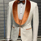 York Slim Fit Tuxedo Suit ( White & Orange )