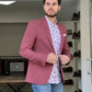 Oliver Red Self-Patterned Slim Fit Blazer