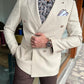 Nyon Beige Double Breasted Slim Fit Blazer