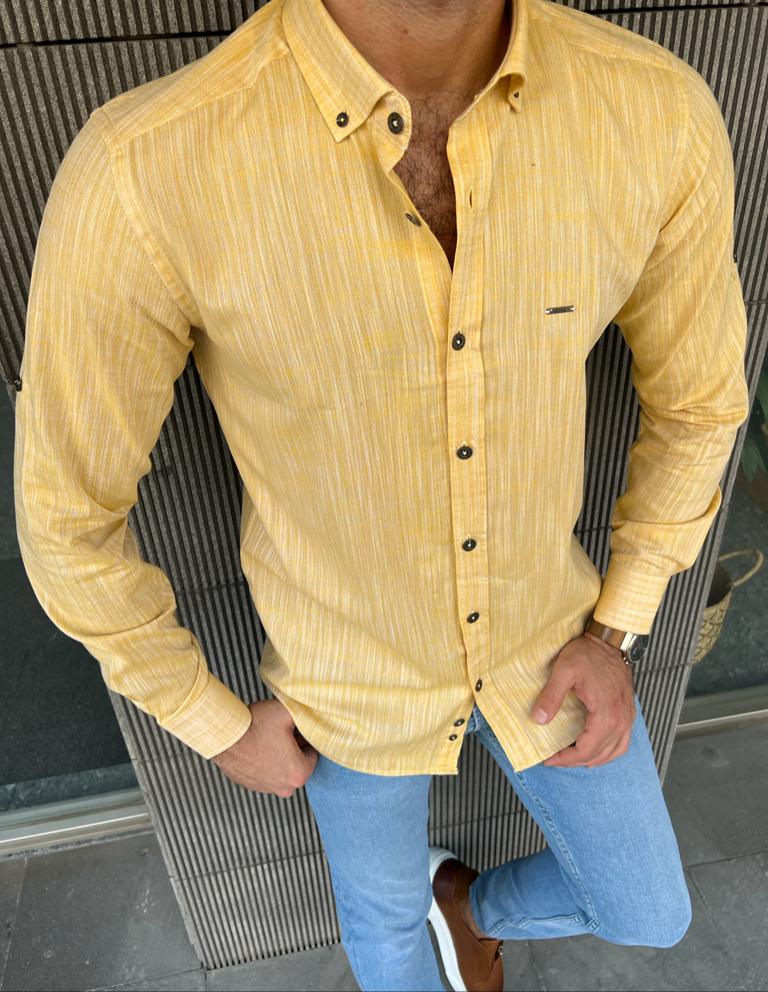 Gareth Yellow Slim Fit Shirt