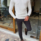 Aachen White Slim Fit Sweater