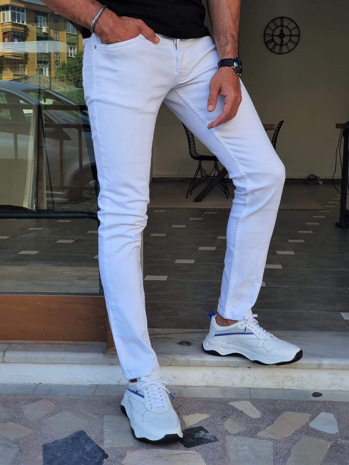 Elmore White Slim Fit Jeans