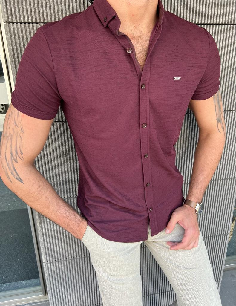 Firenze Burgundy Short Sleeve Shirt