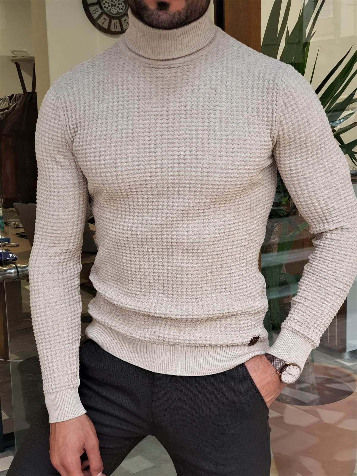 Lucca Beige Turtleneck Knitwear