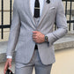 Luton Gray Self-Patterned Slim Fit Suit