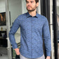 Darwin Indigo Patterned Slim Fit Shirt