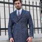 Allen Marbled Navy Blue Double Breasted Coat