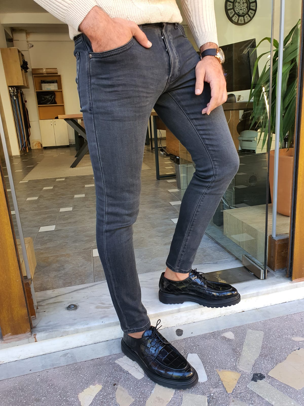 Leon Anthracite Slim Fit Jeans