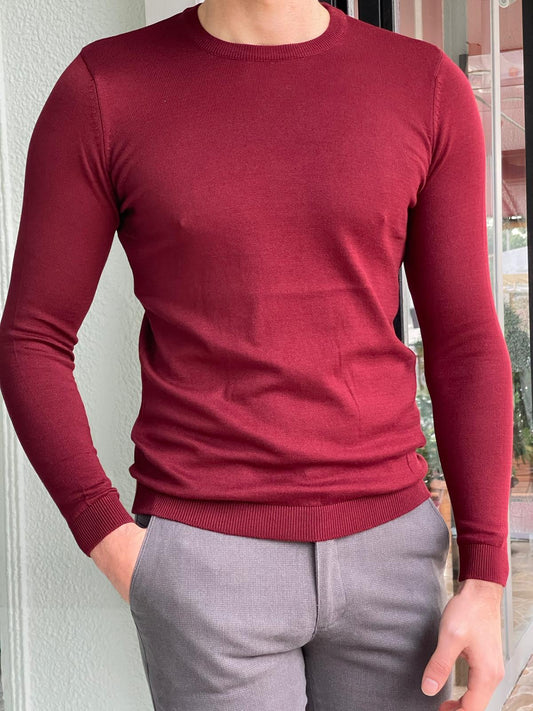 Jake Claret Red Slim Fit Sweater