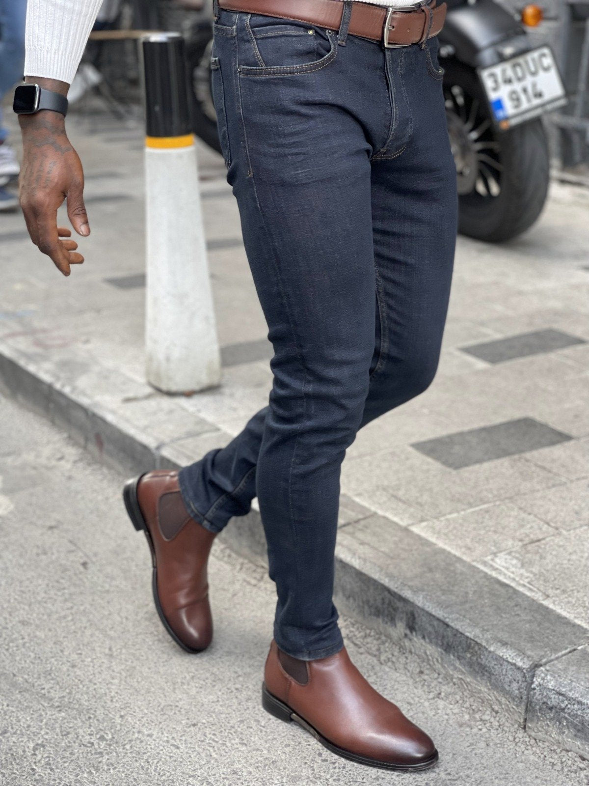 Modena Navy Blue Slim Fit Pants