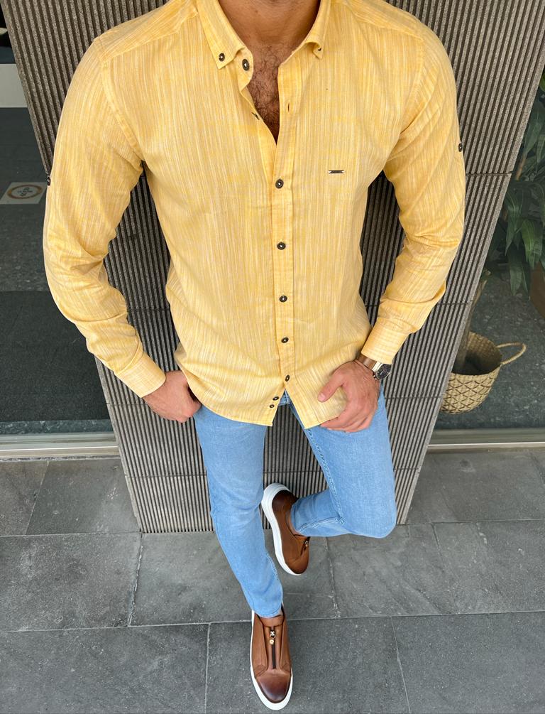 Gareth Yellow Slim Fit Shirt