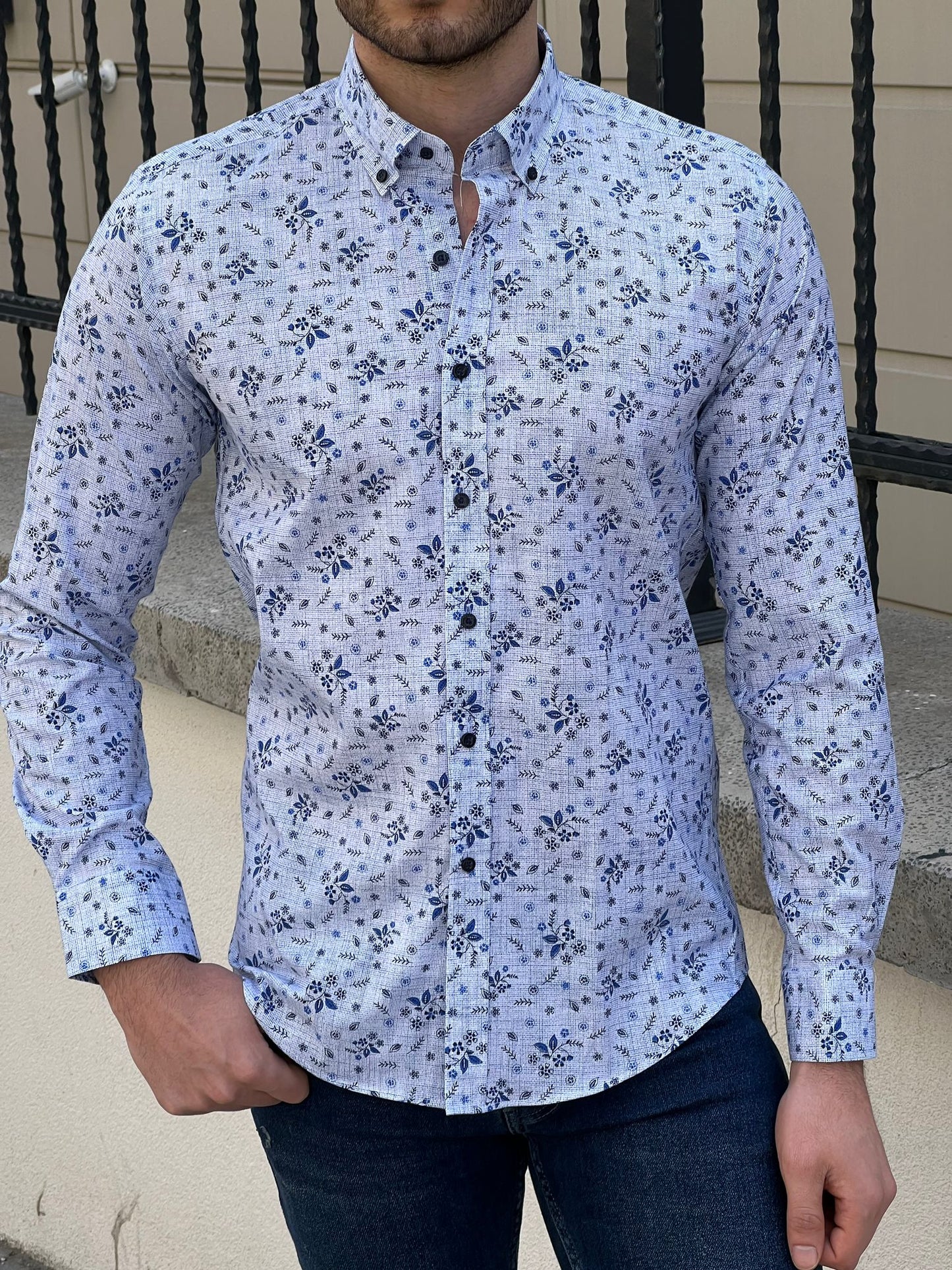 Sean Blue Patterned Shirt