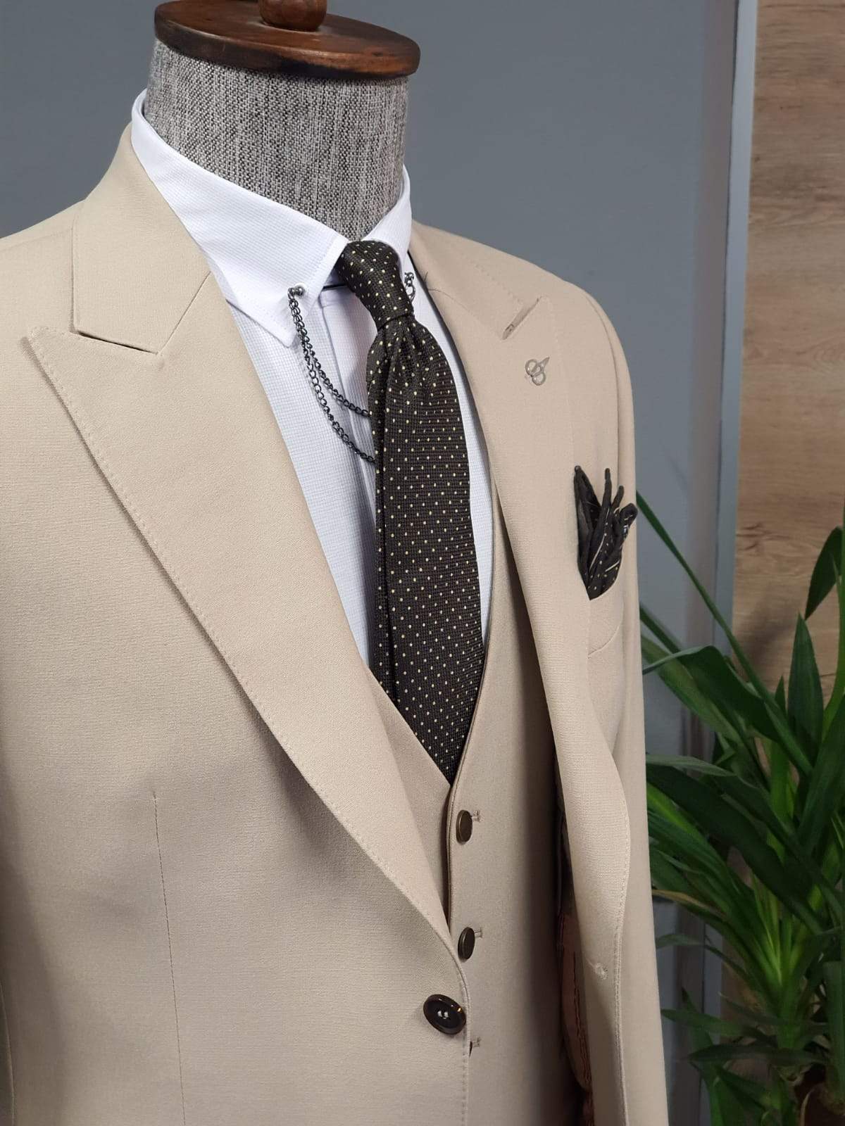 Varese Beige Slim Fit Suit