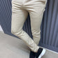Marlen Beige Checkered Slim Fit Pants