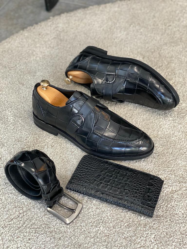 Sion Black Leather Shoes