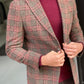 Orlando Beige Plaid Slim Fit Blazer