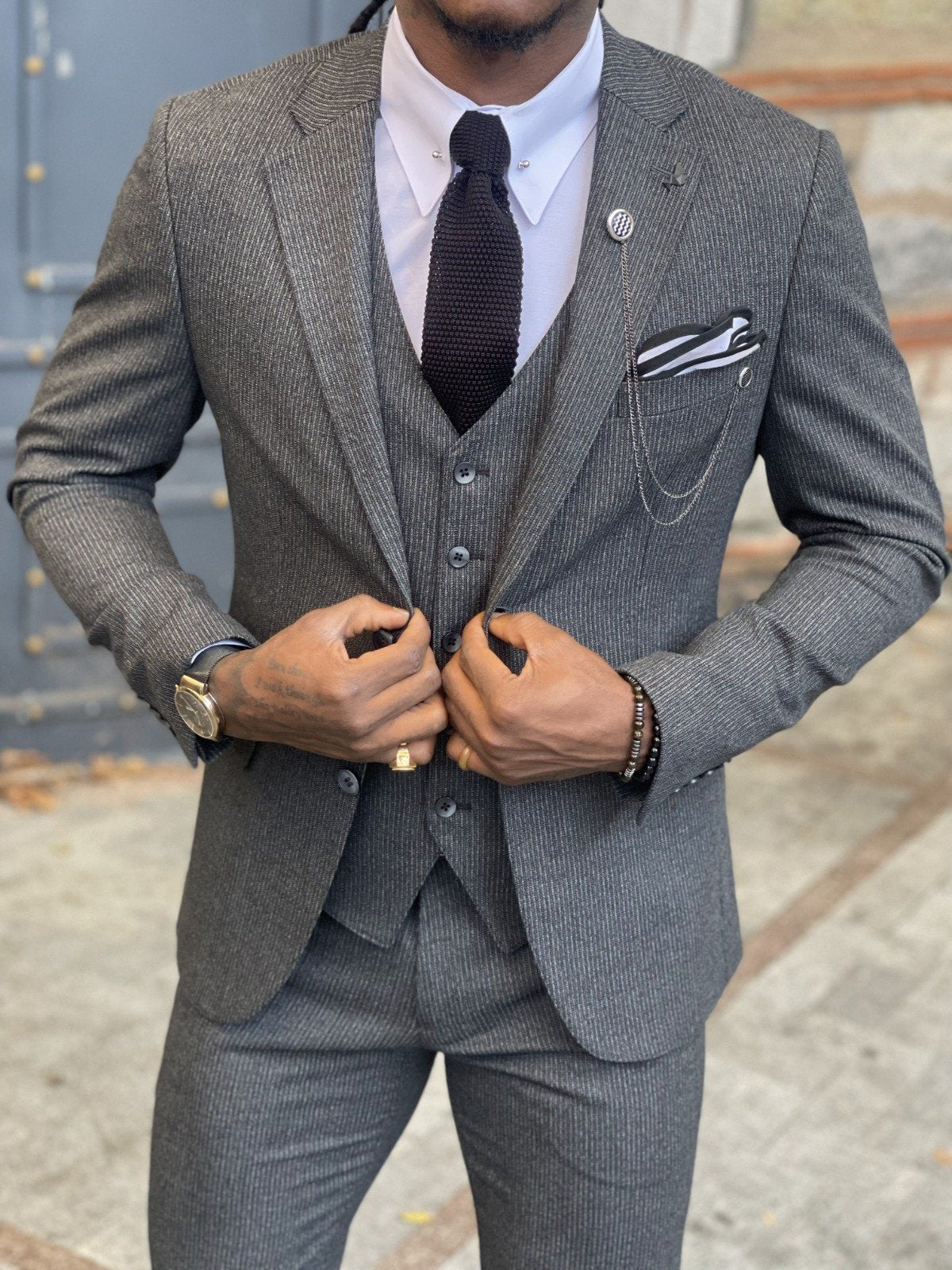 Lecce Dark Gray Slim Fit Suit