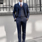 Logan Navy Blue Plaid Slim Fit Business Suit