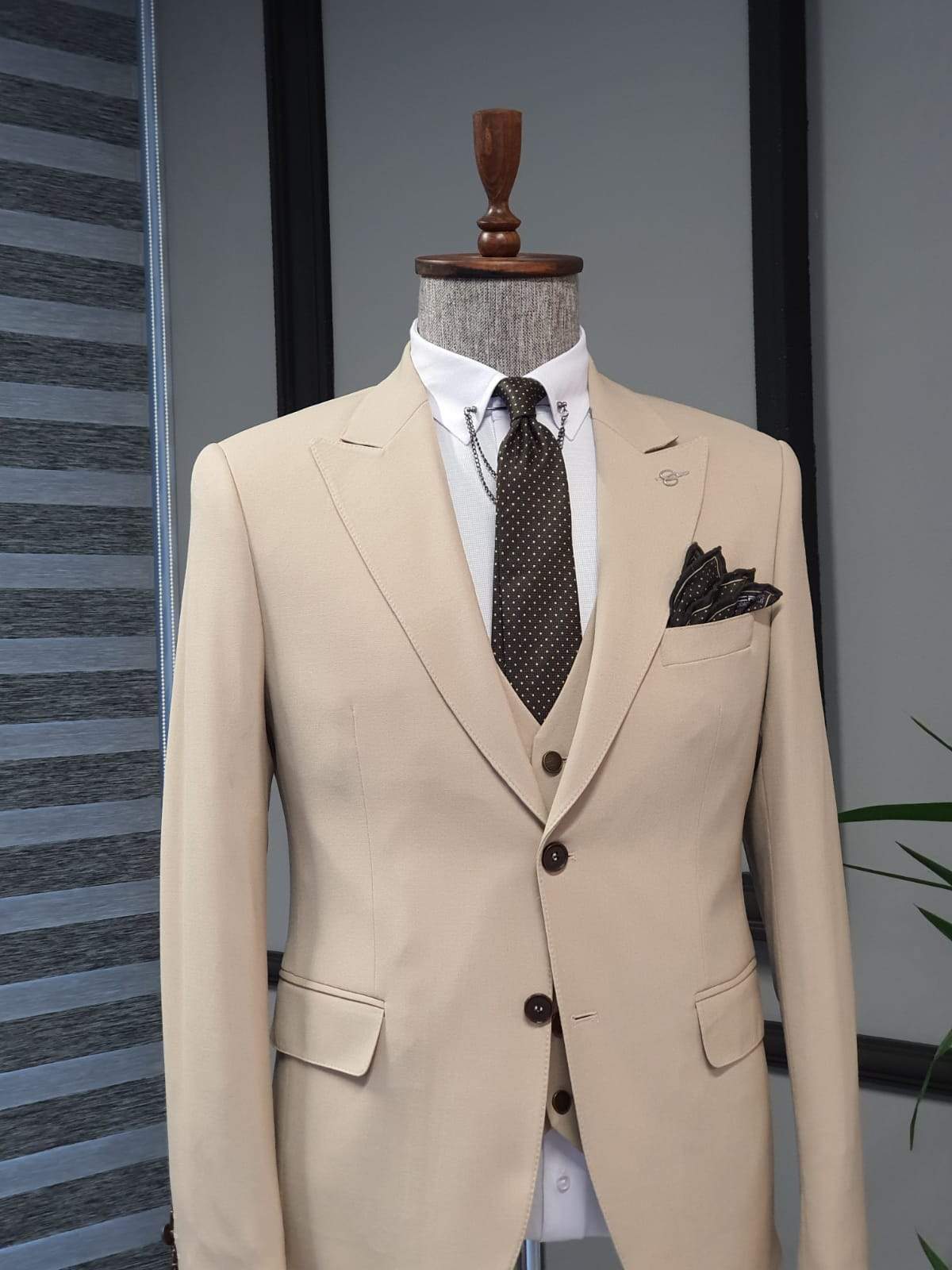 Varese Beige Slim Fit Suit