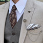 David Beige Self-Patterned Slim Fit Blazer