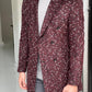 Denver Claret Red Patterned Double Breasted Slim Fit Coat