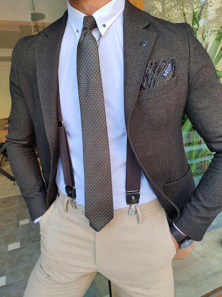 Genoa Khaki Slim Fit Blazer