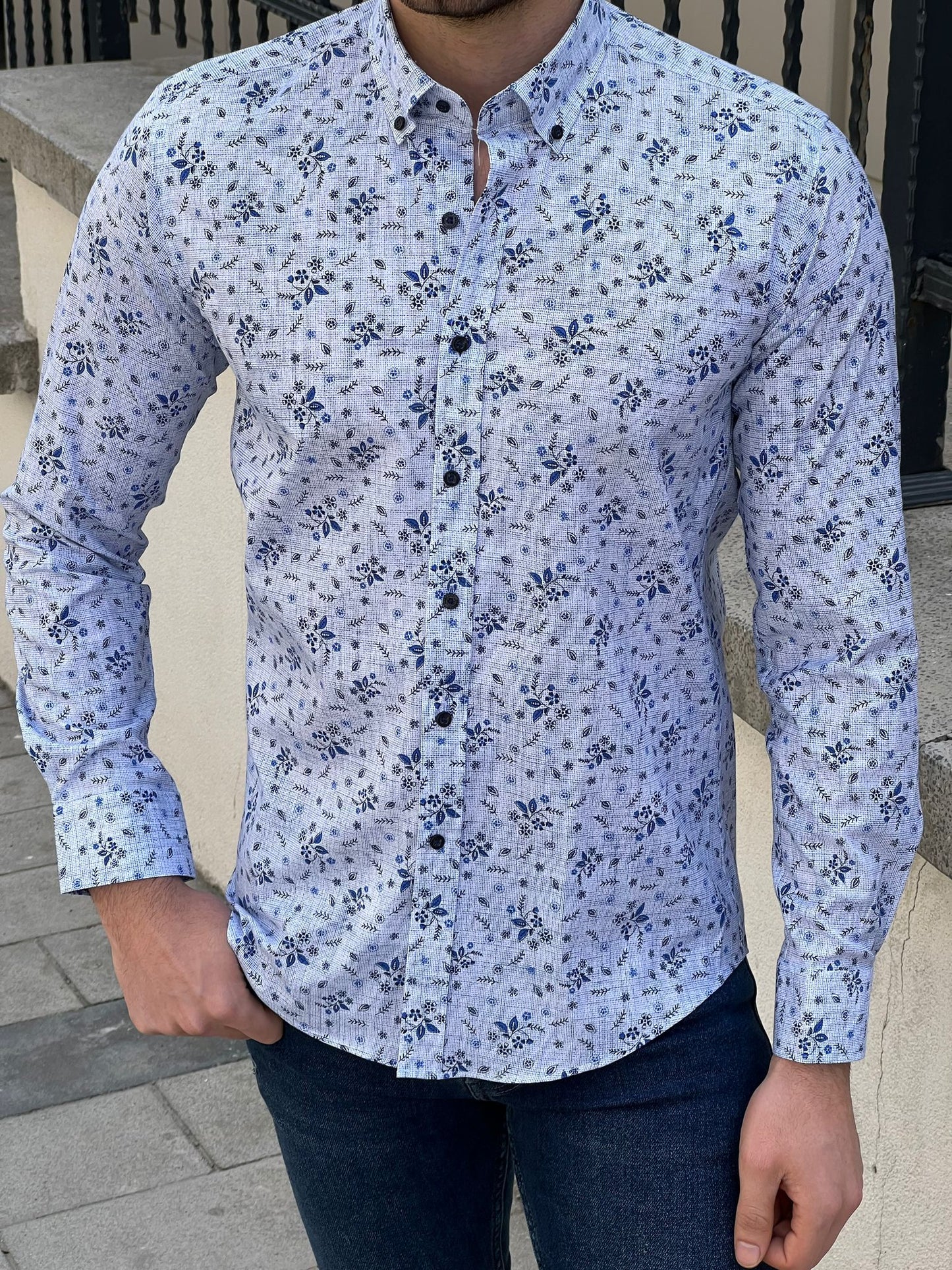 Sean Blue Patterned Shirt