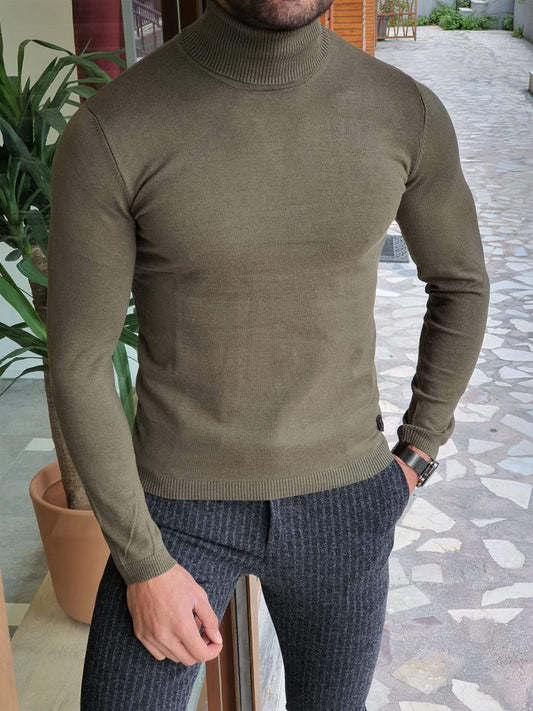 Ascona Khaki Turtleneck Knitwear