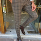 Tresviso Brown Plaid Slim Fit Pants