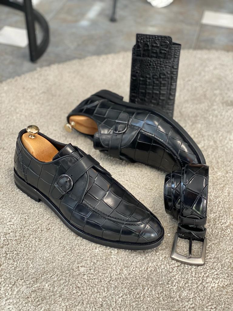 Sion Black Leather Shoes