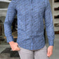 Darwin Indigo Patterned Slim Fit Shirt