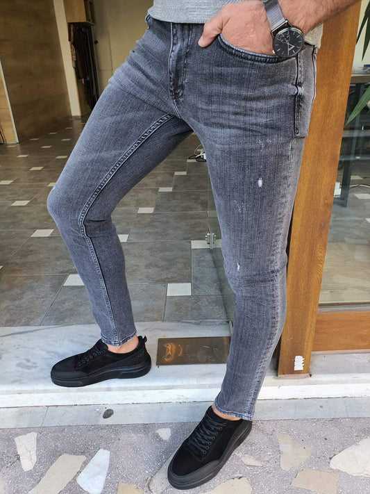 Elmore Ripped Slim Fit Jeans (Gray & Black)