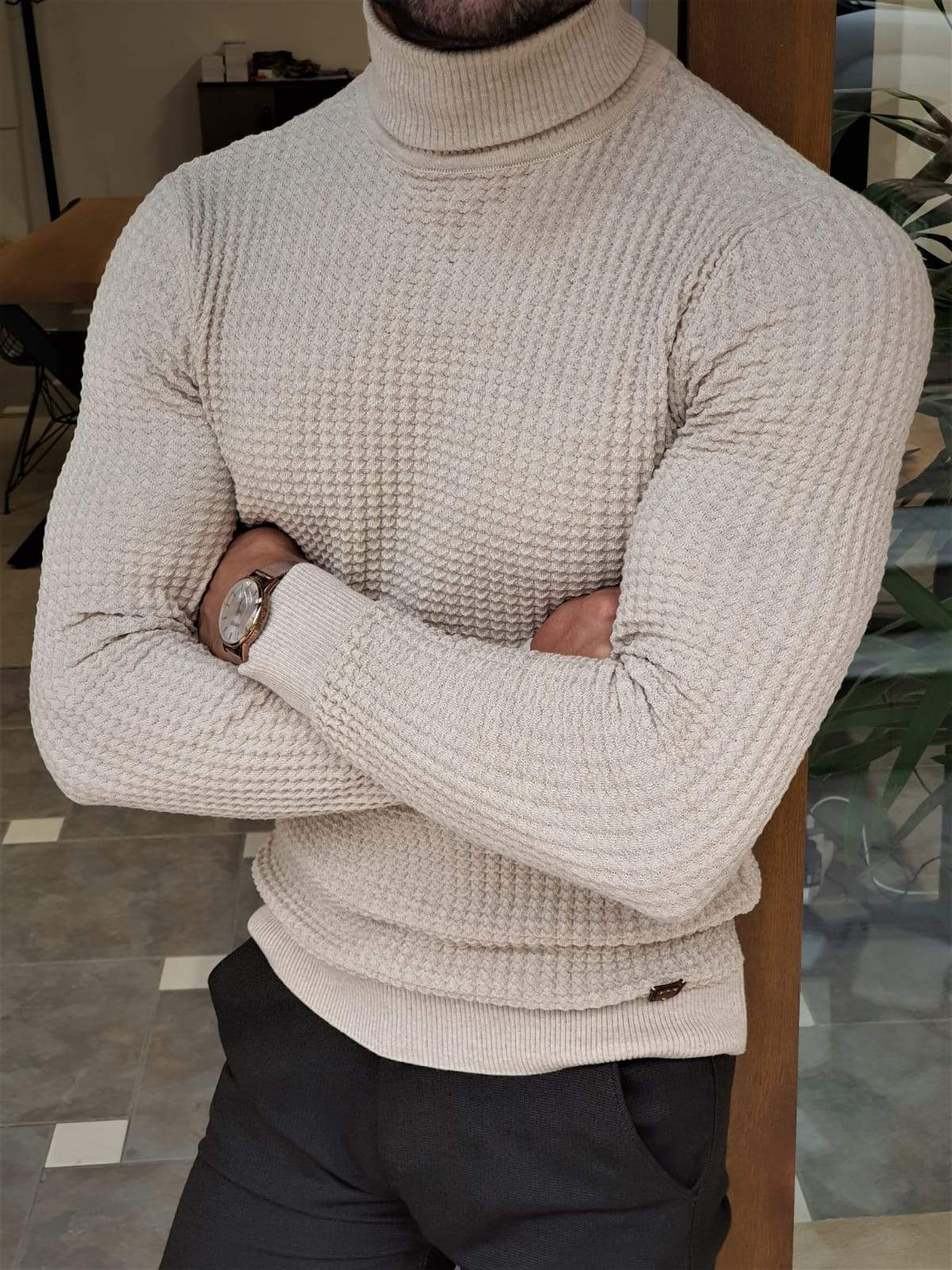 Lucca Beige Turtleneck Knitwear