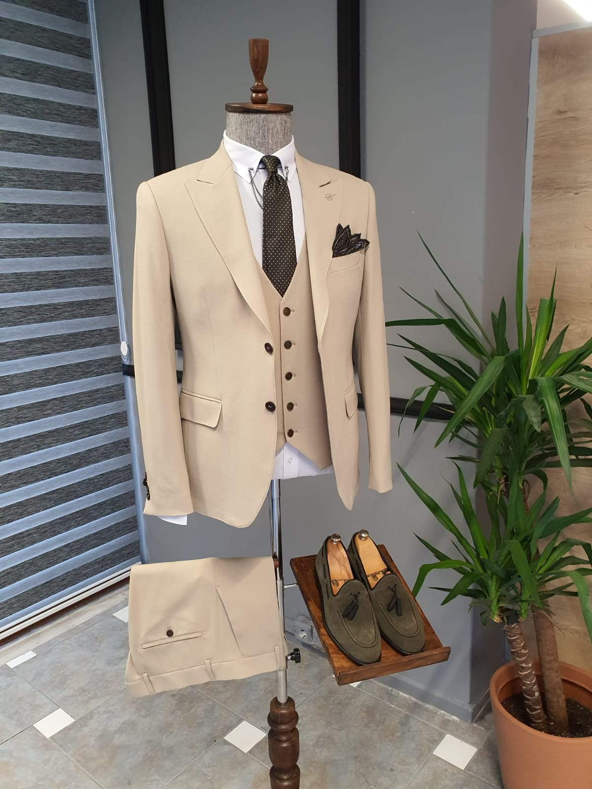 Varese Beige Slim Fit Suit