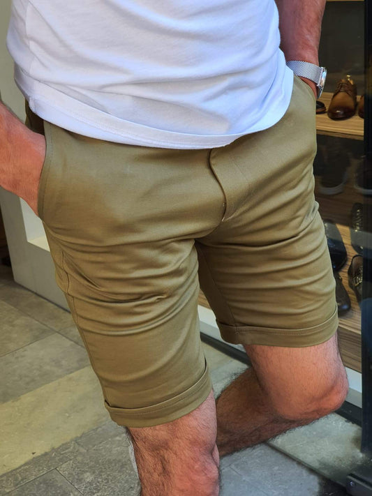 Elmore Khaki Slim Fit Shorts